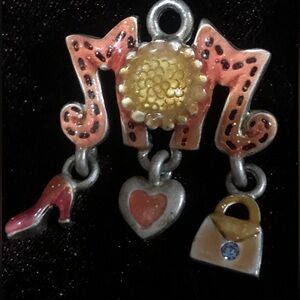 Silver Mom Pendant w/ hanging Charms